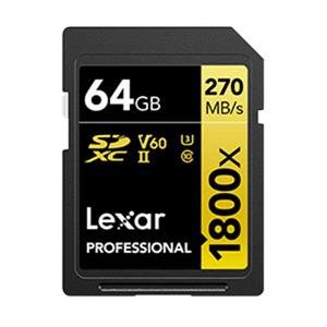 Lexar 雷克沙 Professional 1800x SDXC UHS - II 64G記憶卡 GOLD 系列