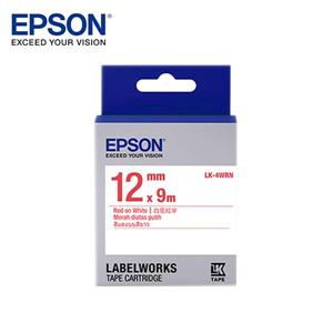 EPSON LK - 4WRN C53S654402標籤帶(一般12mm )白紅