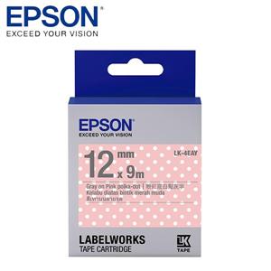EPSON LK - 4EAY C53S654424標籤帶(點紋12mm )粉紅/白點灰