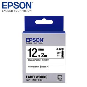 EPSON LK - 4WBH C53S654427標籤帶(高耐熱12mm )白黑