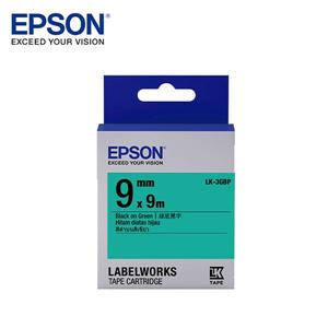 EPSON LK - 3GBP C53S653405標籤帶(粉彩9mm )綠黑