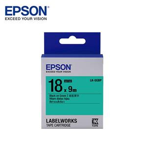 EPSON LK - 5GBP C53S655405標籤帶(粉彩18mm )綠黑