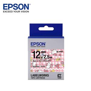 EPSON LK - 4PBY C53S654450標籤帶(Kitty12mm )蘋果款粉紅黑