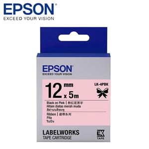 EPSON LK - 4PBK C53S654430標籤帶(緞帶12mm )粉紅黑