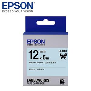 EPSON LK - 4LBK C53S654437標籤帶(緞帶12mm )天空藍黑