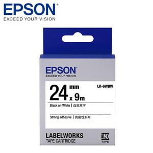 EPSON LK - 6WBW C53S656407標籤帶(高黏24mm )白黑