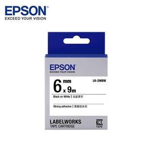 EPSON LK - 2WBW C53S652405標籤帶(高黏6mm )白黑