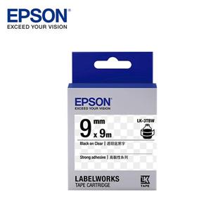 EPSON LK - 3TBW C53S653411標籤帶(高黏9mm )透明黑