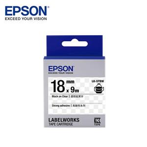 EPSON LK - 5TBW C53S655410標籤帶(高黏18mm )透明黑