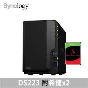 Synology DS223，附Seagate硬碟* 2台 (HDD可替換)